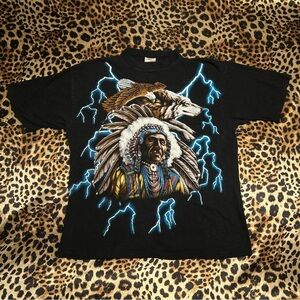Vintage American Thunder Native American Lightening Graphic Tee